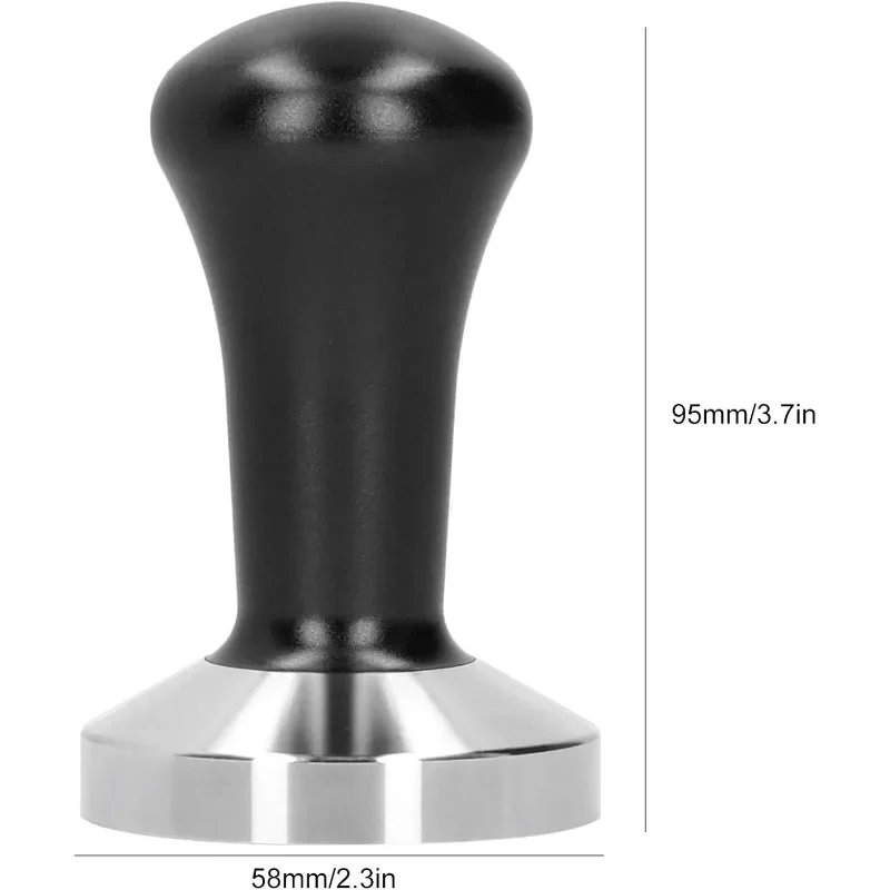 Professional Espresso Coffee Tamper Stainless Steel Flat Base Barista Coffee Bean Press Tool with Handle for Perfect Tamping