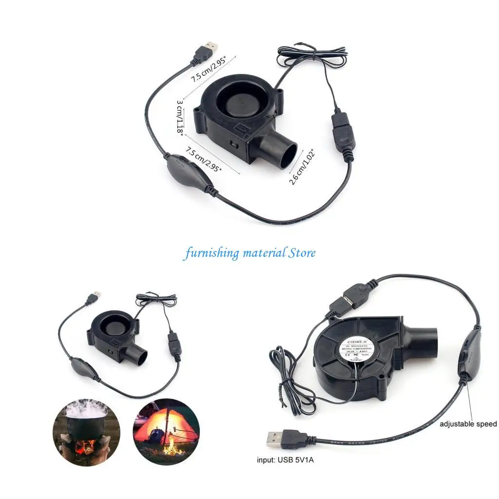 

Y5GD Портативный USB -вентилятор барбекю 7 см 7530 Air Blower вентилятор с регулируемыми скоростями для открытого для