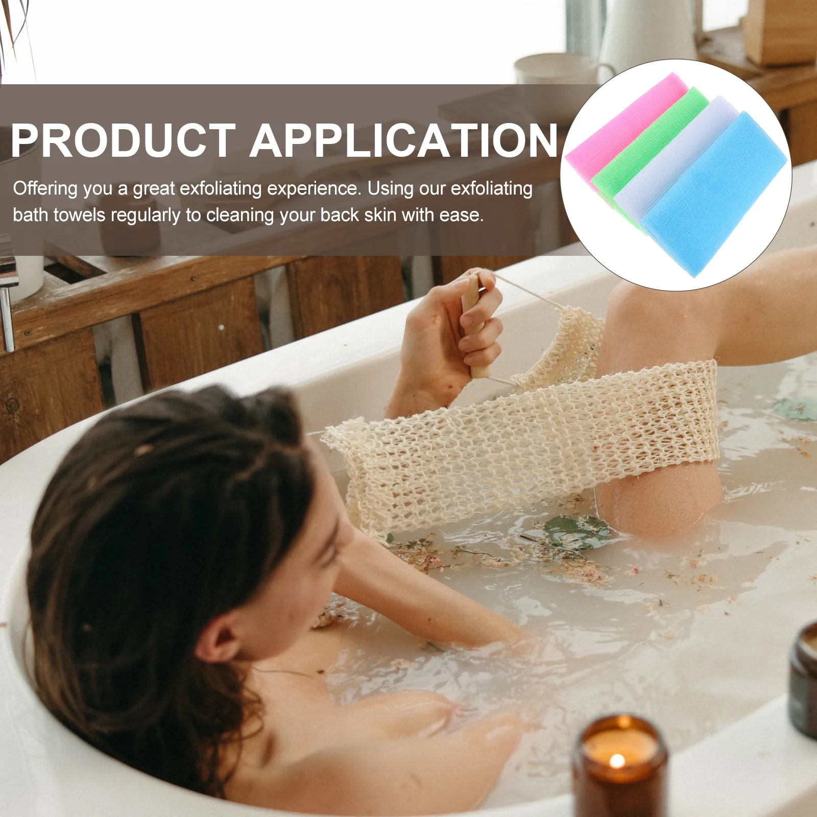 

4pcs Back Scrubber Towel Long Nylon Body Exfoliator Wash Cloth For Shower Reusable Exfoliating Body Scrubber Bath Tool