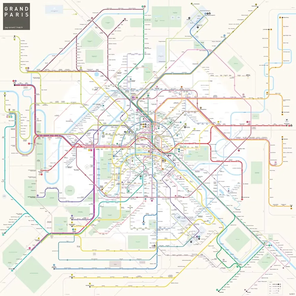 Paris Metro Lines Map in France Poster Transit Map Travel Art Print Poster Dry Erase Wall Art