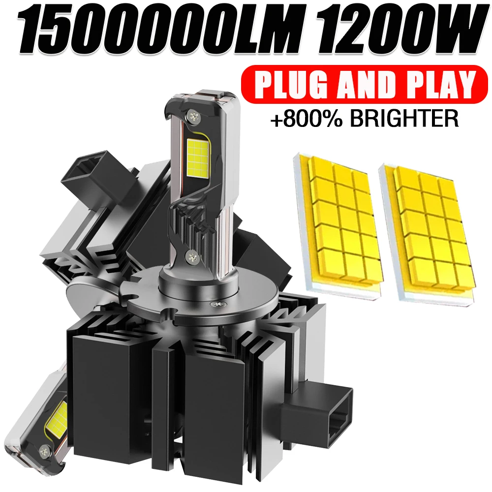 

D1S D3S Светодиодная лампа для фар автомобиля D2S D4S D8S Lights CANBUS 1500000LM Высокомощная автоматическая фара Turbo Замена ксеноновой лампы 12 В 24 В