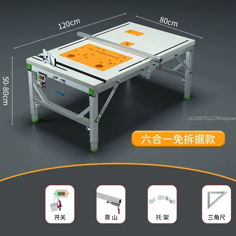 6-In-1 No-dismantling Saw Woodworking Workbench Multifunctional Push Table Flip Saw Portable Table Saw Small Lifting Operator