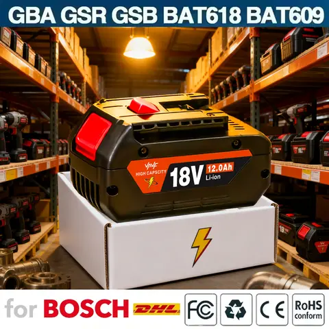 For BOSCH 18V 12000mAh 18650 high-power 5C power tool lithium-ion battery,rechargeable GBA GSR GSB BAT618 BAT609🪫