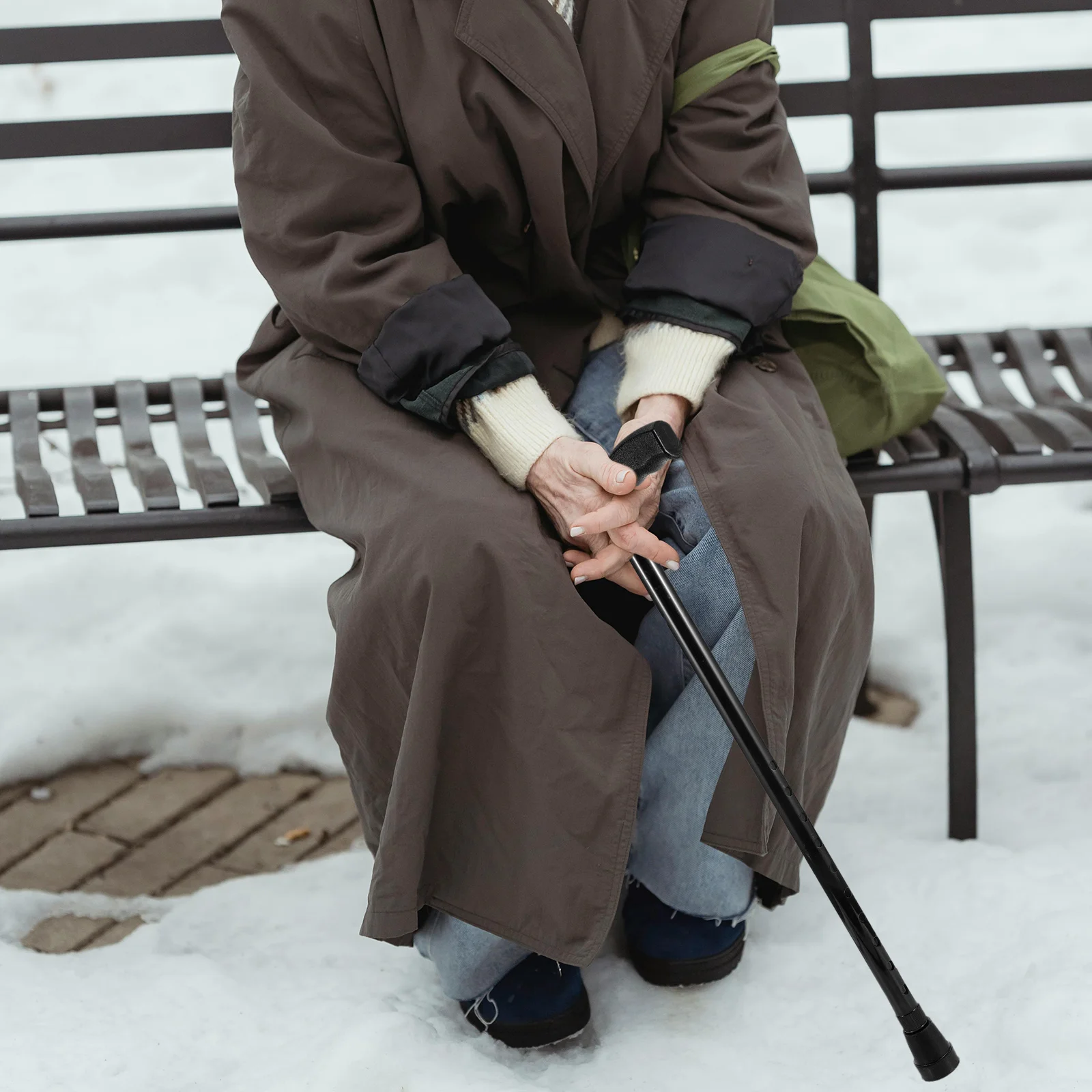 

Aluminum Alloy Elderly Walking Stick Red 2-section Telescopic Anti-skid Crutch for Hiking Mountaineering Portable Walking Rod