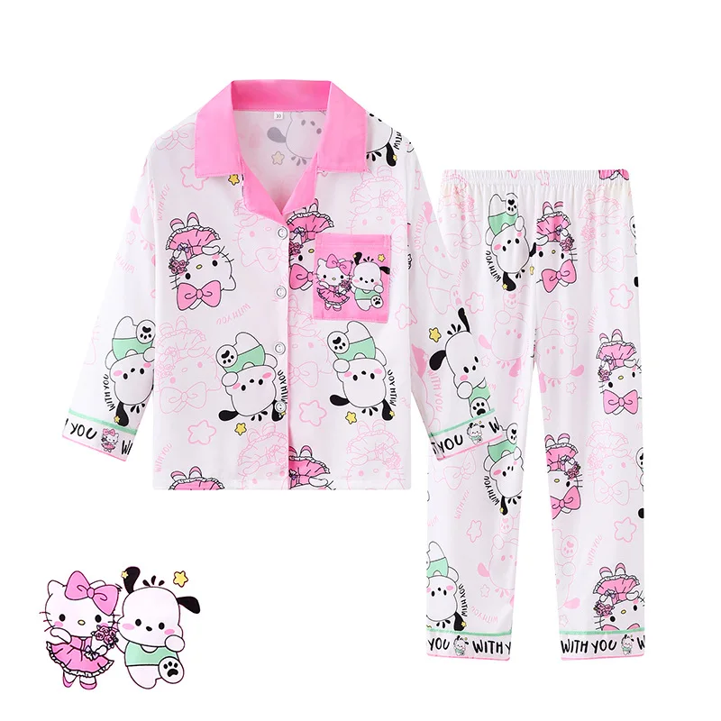 2024 Autumn Children Pajama Sets Cute Girl Cartoon Sleepwear Boys Long Sleeved Pants Pijamas Korean Home Clothes Kids Loungewear