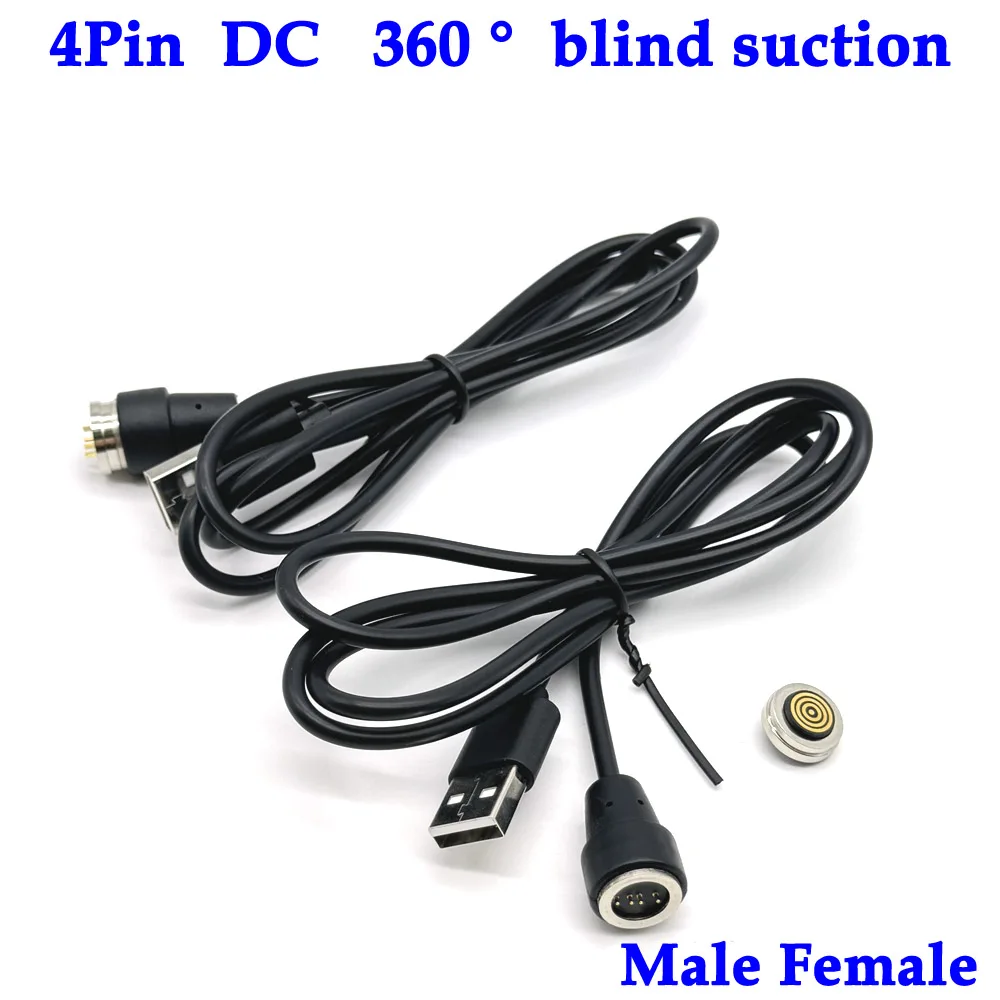 

1set With USB cable High Current Magnetic Pogo Pin Connector 4Pin Male Female 360° blind suction DC Charging Magnetic Power Cord