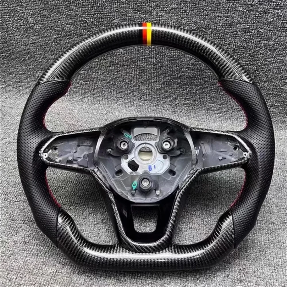 

Modification Leather Steering Wheel for Volkswagen Golf 8 MK8 CC GTI Passat Jetta Flat Bottom Sport Carbon Fiber Steering Wheel