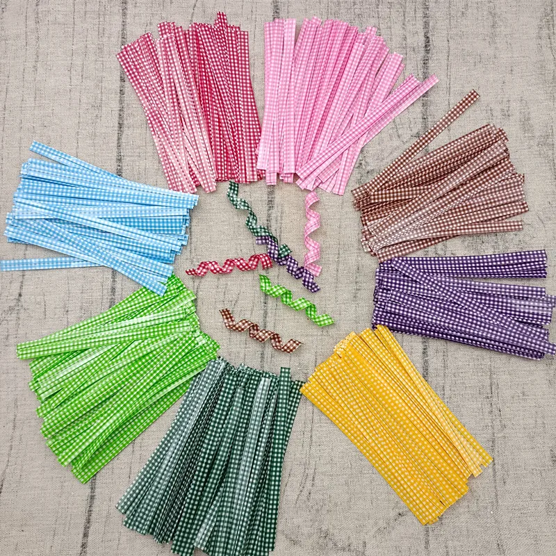 Farb gitter Metallic Twist Tie Draht für Cello tasche Kuchen Lutscher Geschenke Packgae Hochzeits feier DIY Verpackungs werkzeug liefert 12cm – Detail 4