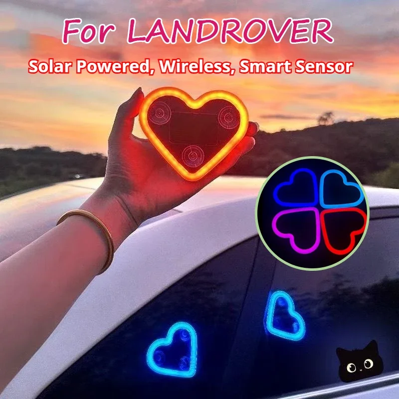 Car solar heart-shaped LED atmosphere light Universal Solar Car Window Decoration Neon Light For LandRover Defender RangeRover