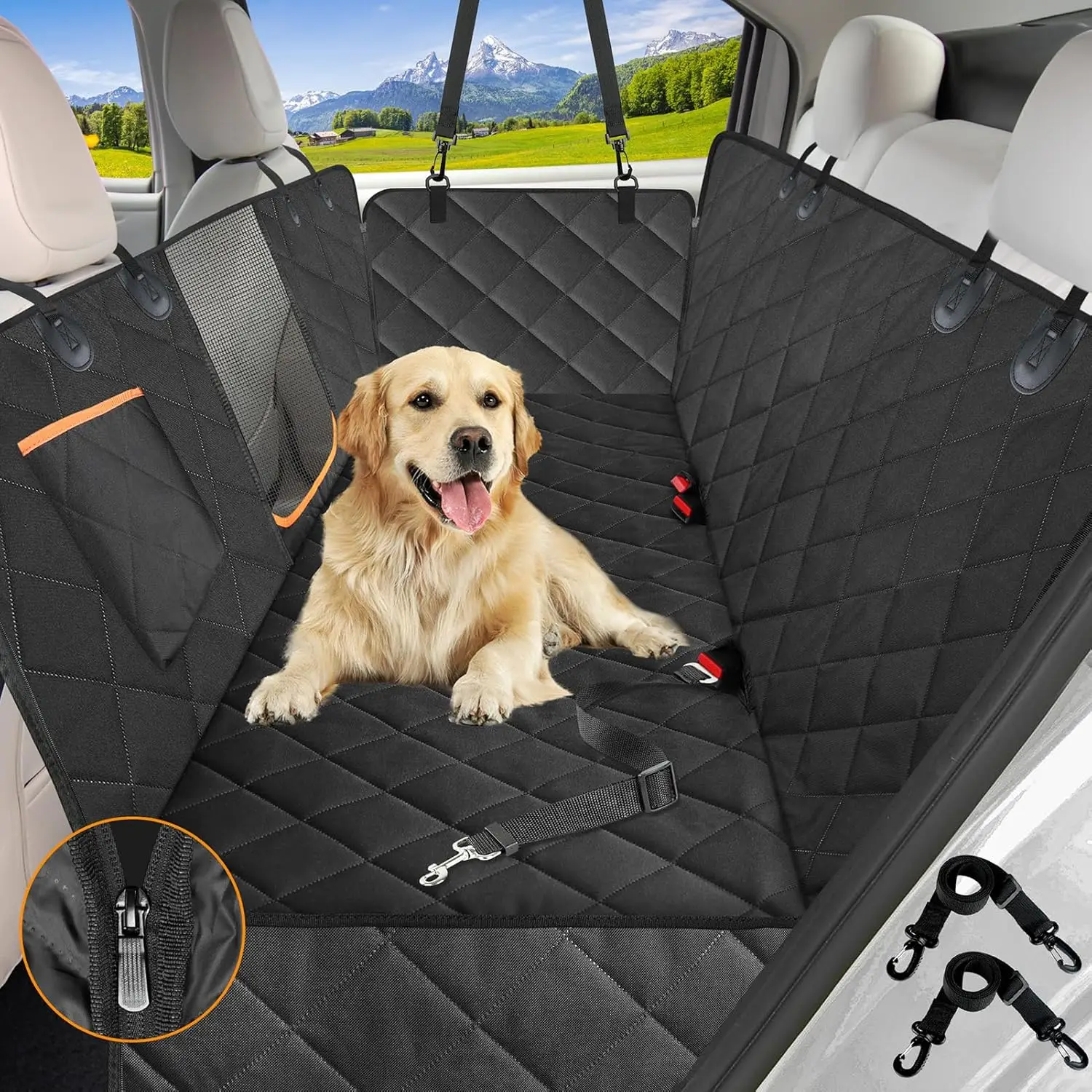 

Dog Car Seat Cover For Ba Seat,600D Heavy Duty Dog Hammo For Car With Side Flap,100% Waterproof Pet Backseat Cover,