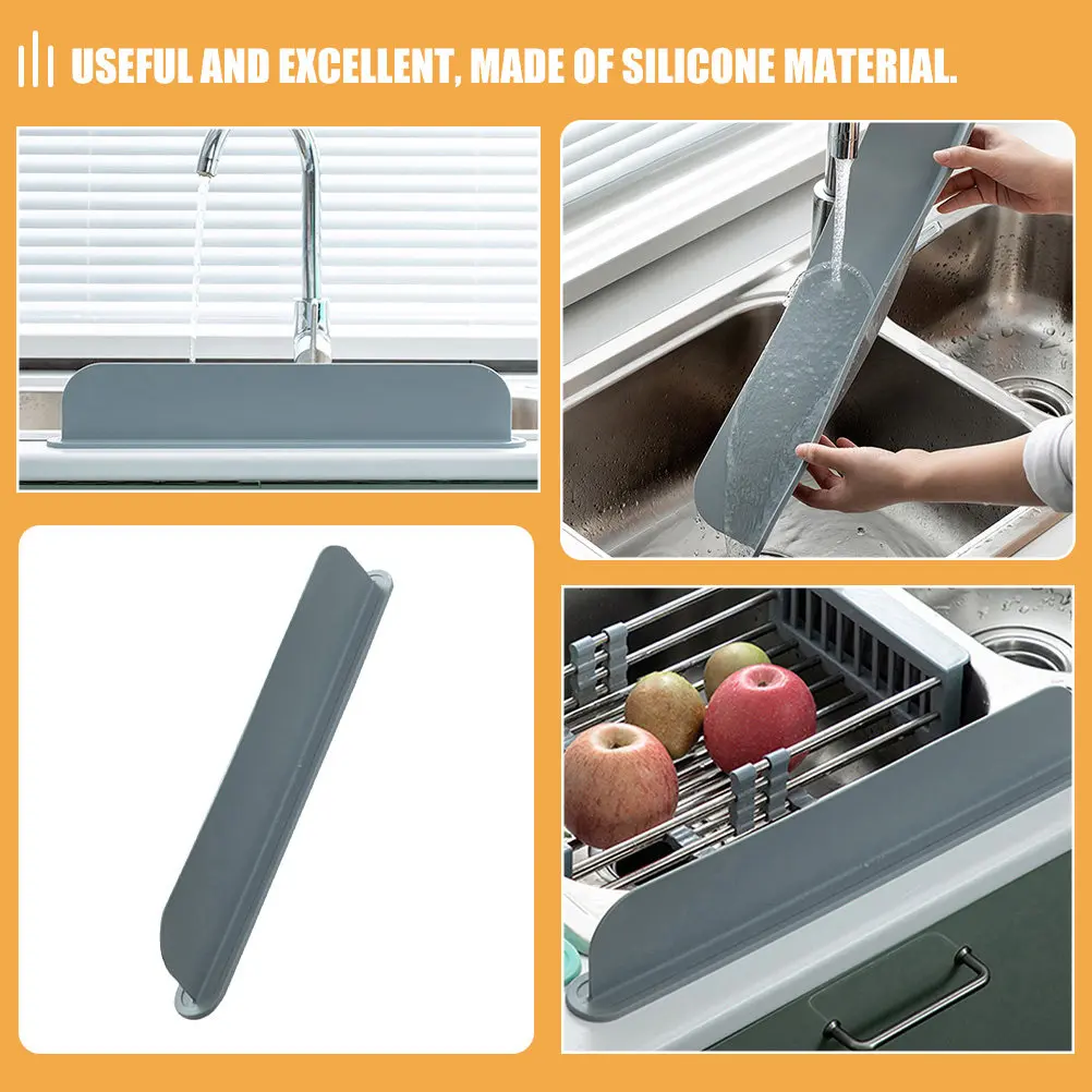 Kitchen Sink Water Splashing-Proof Guard Silicone Anti-Splashing Baffle Board for Dish Washing Bathroom Washbasin Splash