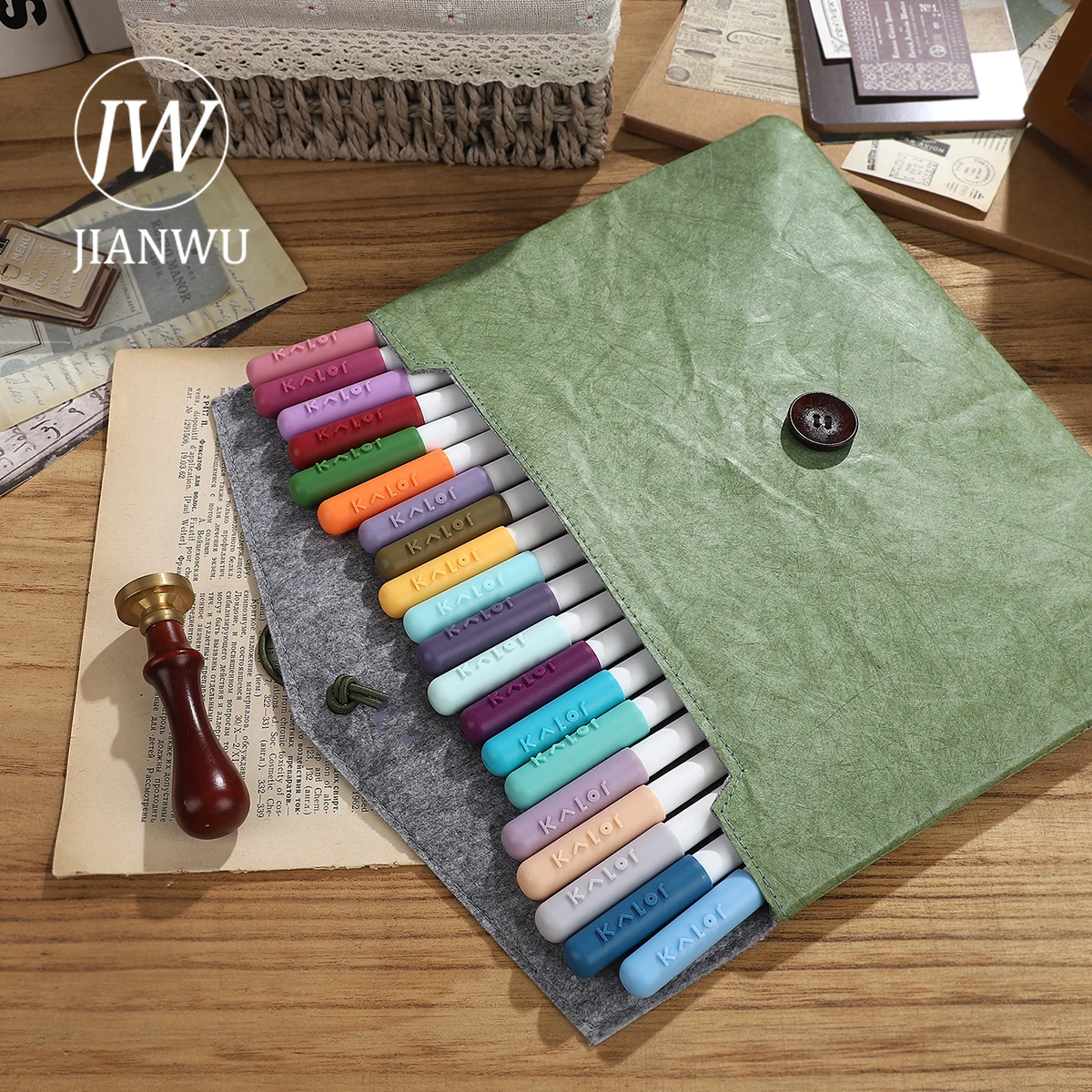 JIANWU Vintage Large Capacity Thin Dupont Paper Waterproof Stationery Storage Bag Creative DIY Student Supplies