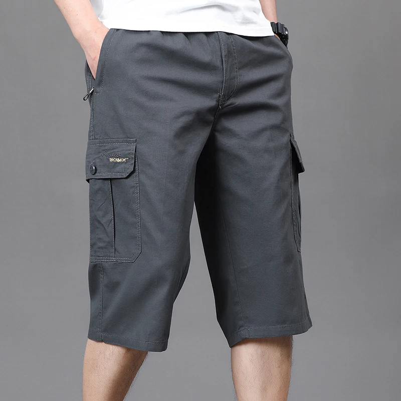 Men\'s Clothing Straight Casual Shorts Commute Daily Summer Solid Color Fashion Pockets Spliced Safari Style All-match Knee Pants