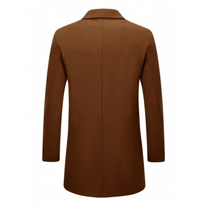 KIDWHXR Herren-Mantel, Herbst-Winter, doppelreihige Jacke aus Wollmischgewebe, Herren, lange Ärmel, mit Taschen, mittellange Länge, lässige Herren-Oberbekleidung. – Detail 20