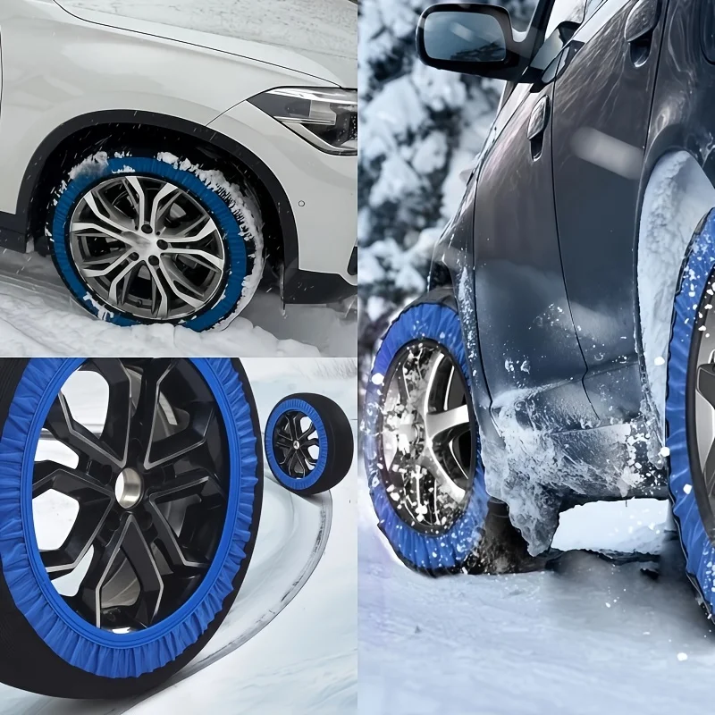 

1PC Universal Blue Car Snow Socks Tires Tyres Polyester Anti-Skid Snow Chains for Car SUV Truck Winter Emergency Traction Set