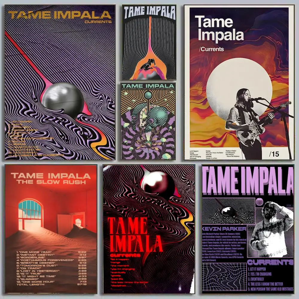 Tame Impala Kevin Parker Psychedelic Currents Painting Calligraphy Eco-friendly canvas wall decor Vintage Office frameless