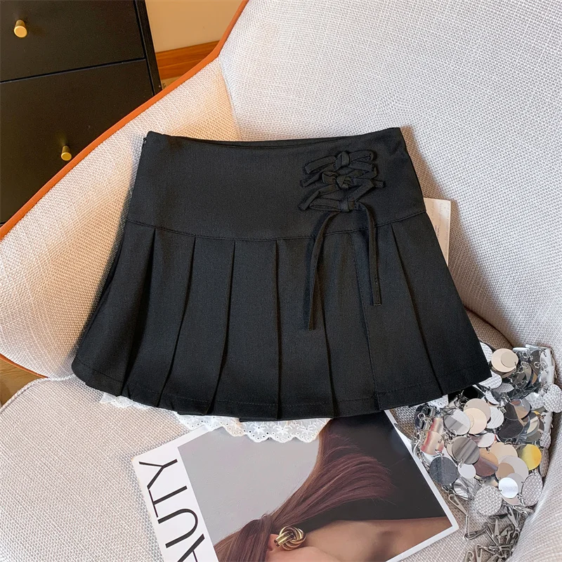 Mini Falda plisada de encaje Balletcore para mujer, falda acampanada estética de los años 2000, Faldas Kpop Kawaii Club K495, novedad de verano