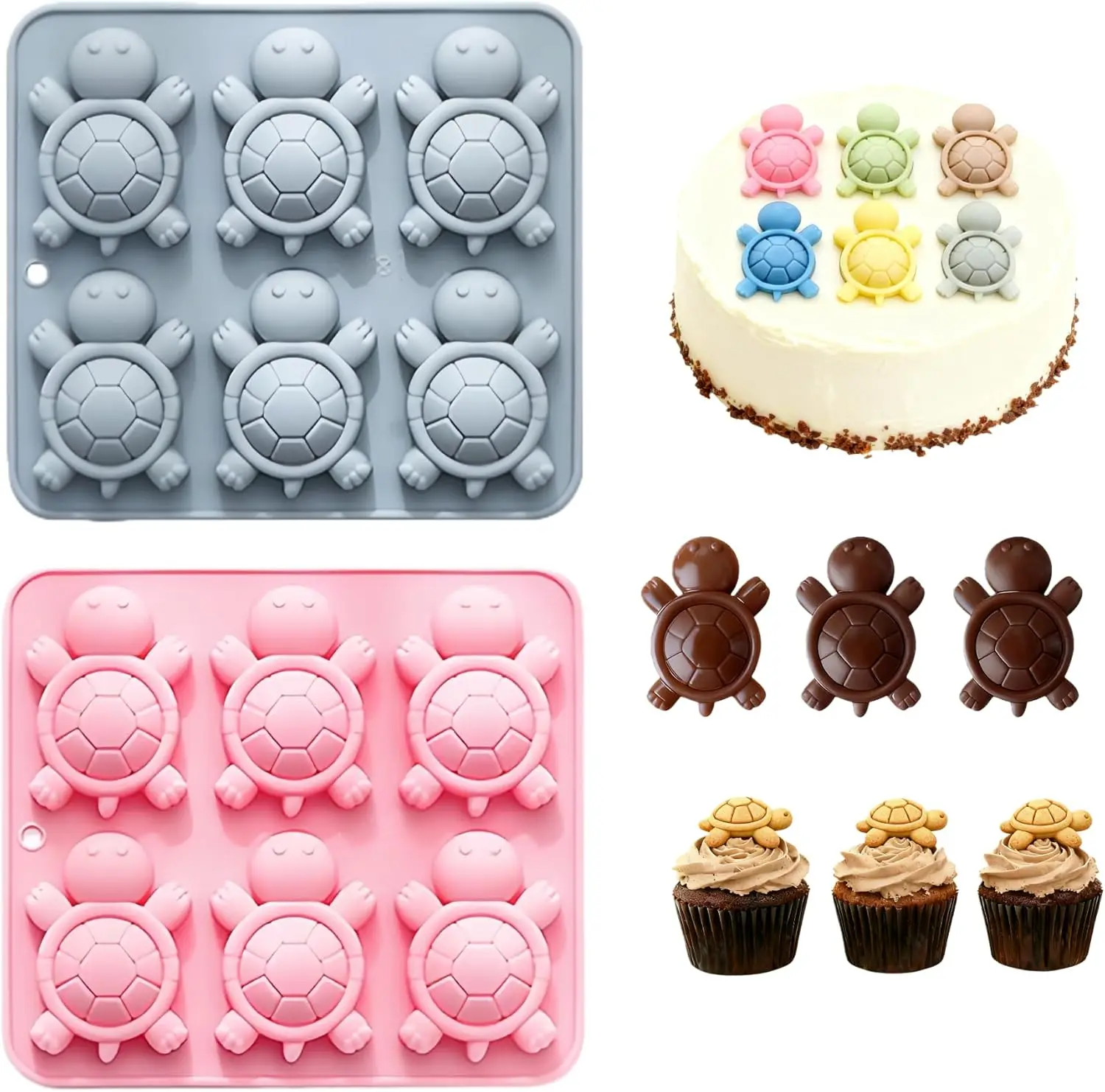 

Turtle Silicone Candy Molds Animal Chocolate Mold Silicone for Candy, Gummy, Ice & Baking, Cute Sea Turtle Shapes for Cake Decor