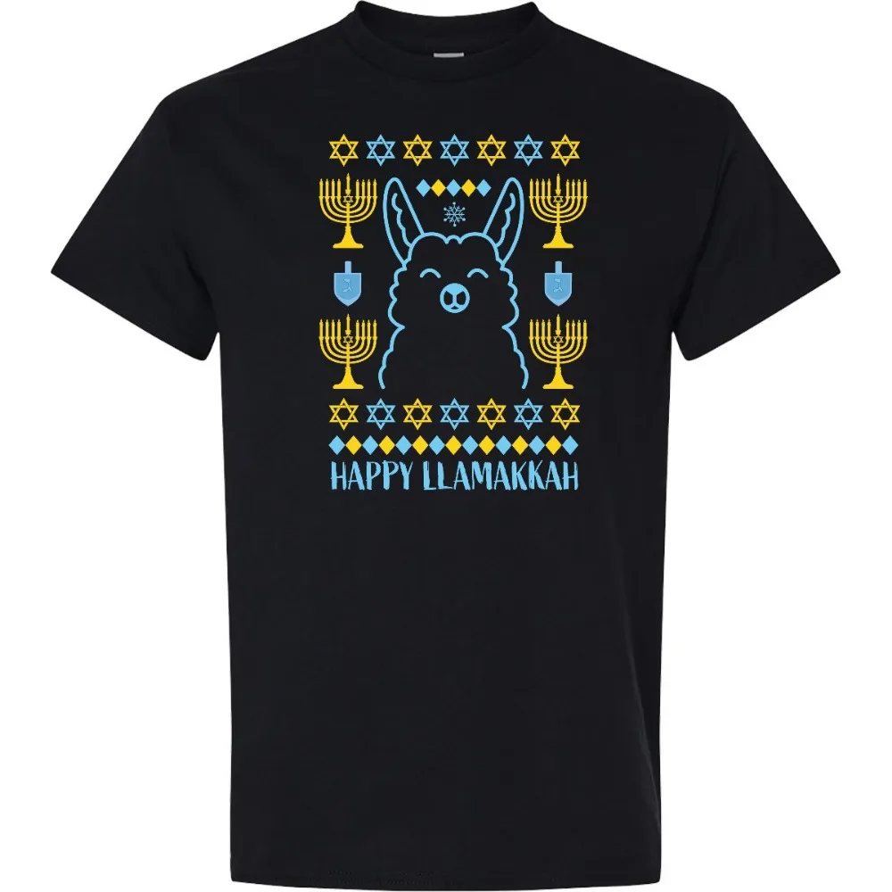 

Футболка Hannukkah Happy with Menorah, мужская толстовка унисекс в креативном стиле, уличная модная новая повседневная простая футболка с круглым вырезом