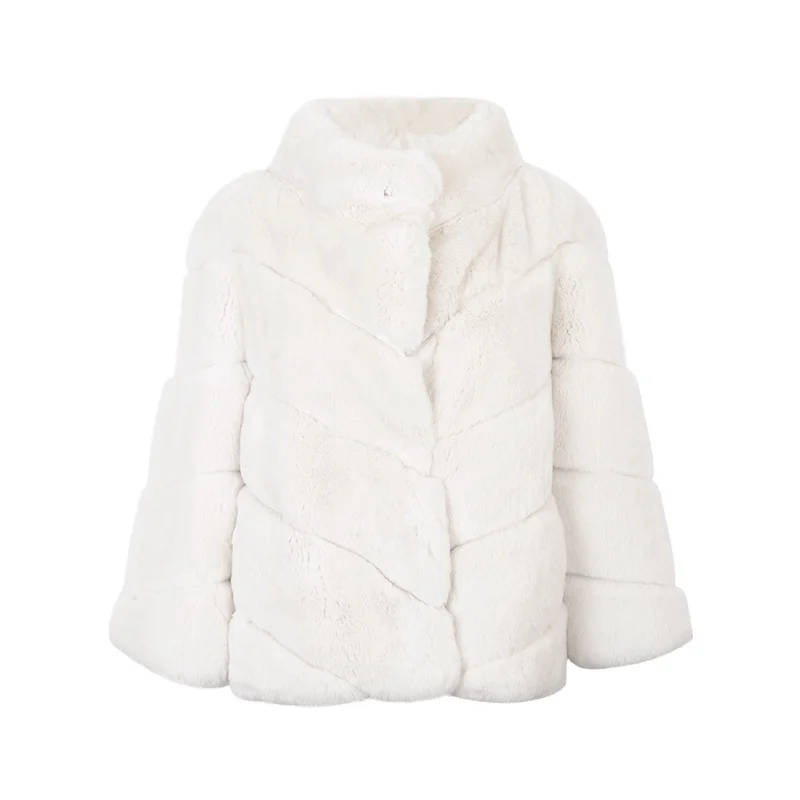 부드러운 토끼털 코트 00% 친환경 밍크 토끼털 따뜻한 루즈핏 스트리트 스타일 스트레이트 컷 롱 코트 다양한 색상