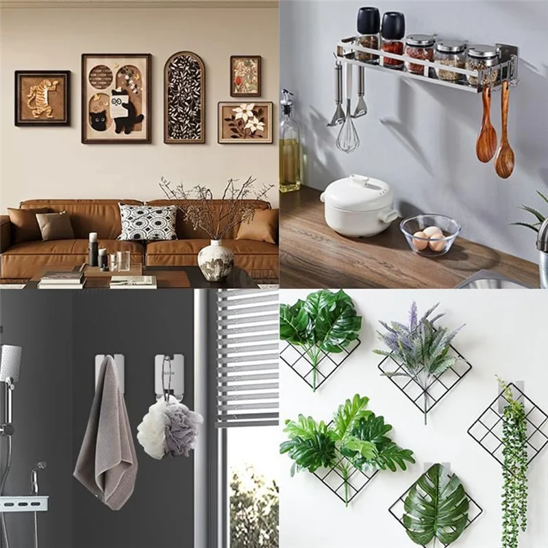 

AB39-Adhesive Metal Picture Wall Hangers Without Nails, Damage Free Hanging Frame Hangers, No Tools Wall Hooks, 8 PCS