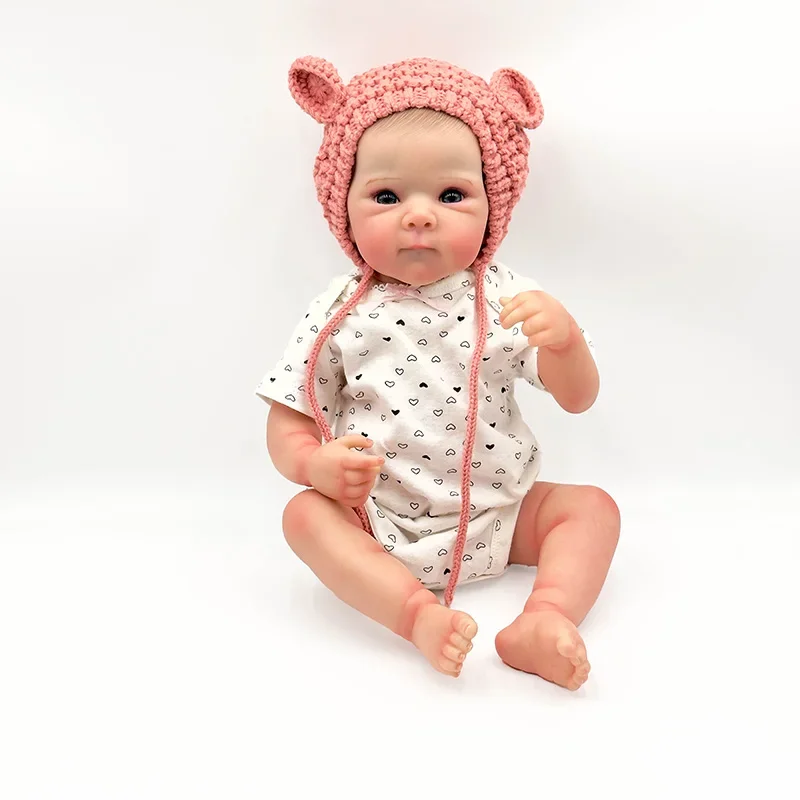 45cm Silicone Body Reborn Baby Doll Bettie Lifelike Cuddly Baby 3D Skin with Hand Draw Hair Multiple Layers Painting