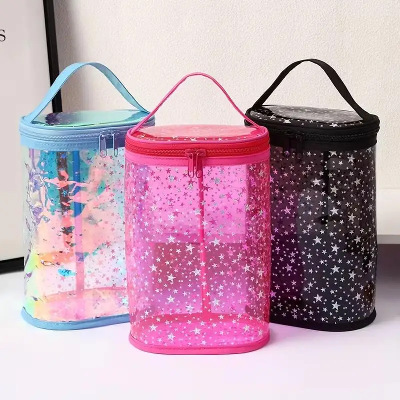 

Large Clear PVC Star Shape Cosmetic Bag With Handle Transparent Zipper Storage Bag Unisex Durable Portable Toiletry
