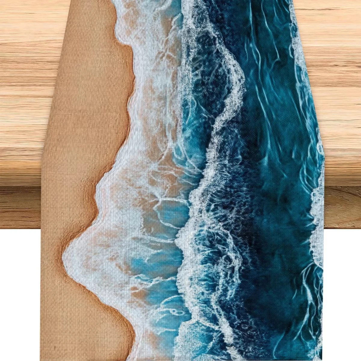 

1 Pc Beach Theme Table Runner - Wave & Tropical Prints, Ideal for Home Decor, Beach/Summer Parties & Tropical Activities