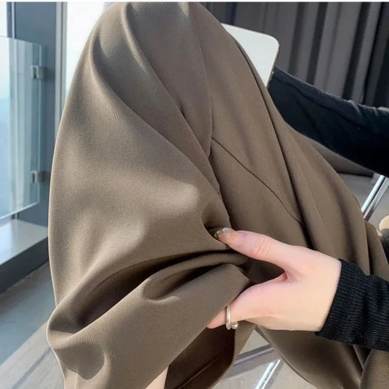 Elegante Breite Bein Hosen Frauen Koreanischen Stil Hohe Taille Schwarz Baggy Hosen Büro Damen Mode Lose Anzug Hosen Streetwear 2024