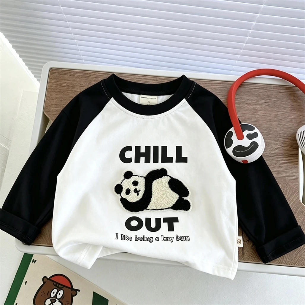 Samll Child Long-sleeved T Shirt Printing Raglan Tshirt Fashion Casual Loose Tees Lovely Base Shirt Simple Versatile Pullovers