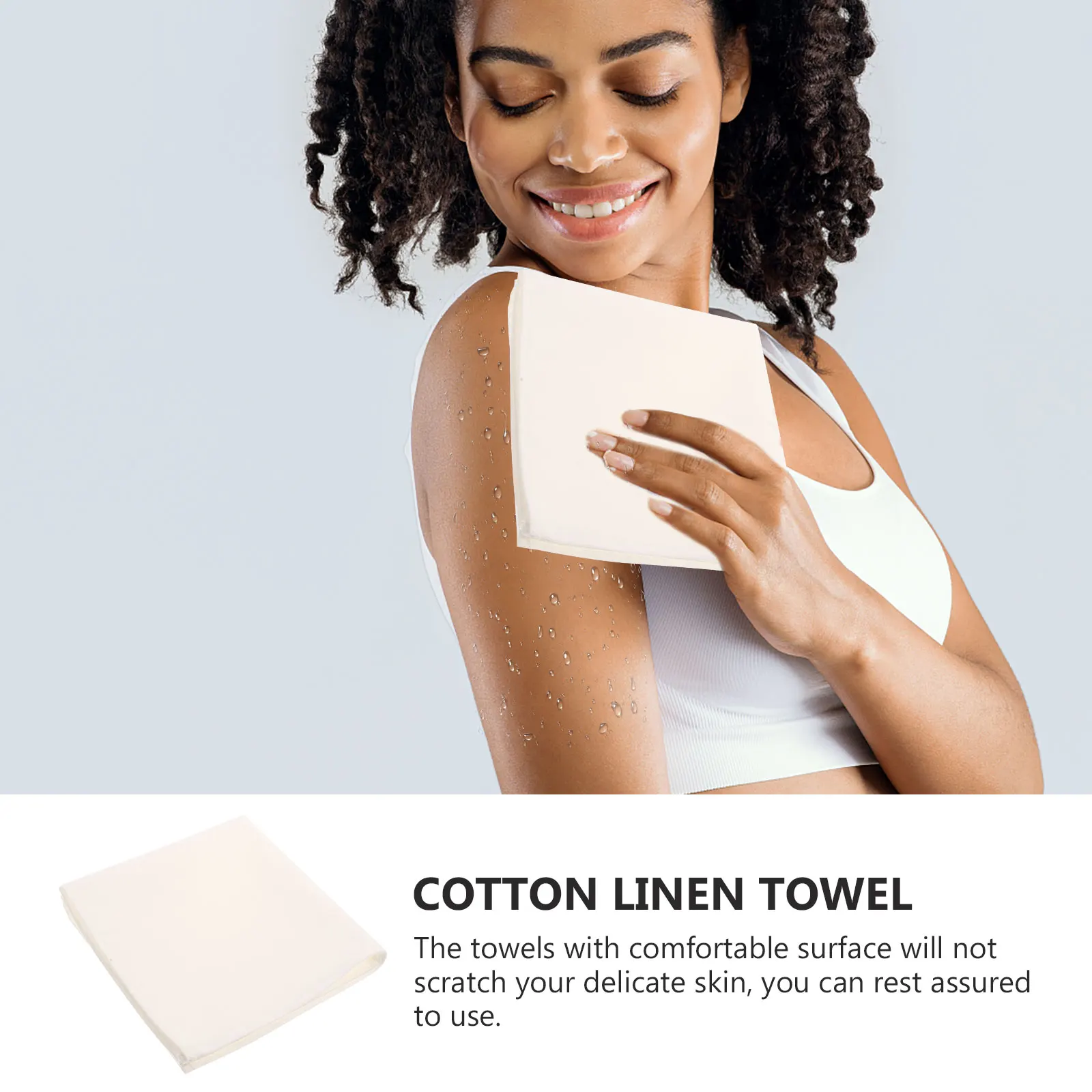 

2pcs Cotton Linen H kerchief Thick Guest Towels Absorbent Bathing Washcloths Multipurpose Quick Dry Soft Comfortable Durability