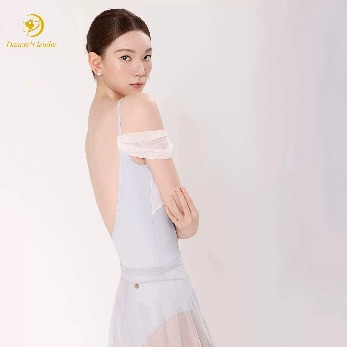 Ballet Leotard For Women Practicing Mesh Knotting, Contrasting Neckline, Gymnastics Dress, Adult Aerial Yoga Costume