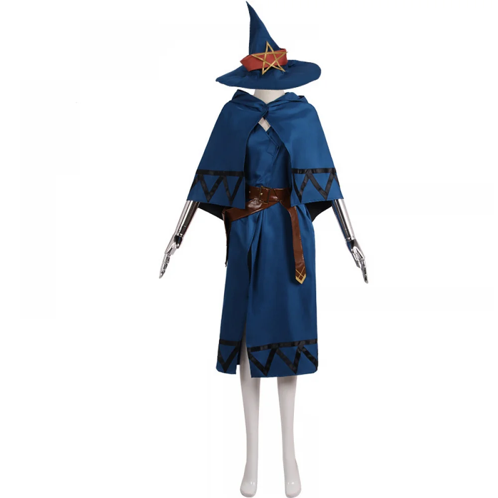 

Game Ace Attorney 2 Cosplay Costume for Adult Women Blue Dress Mini Cloak Magic Hat Halloween Christmas New Year Party Outfits