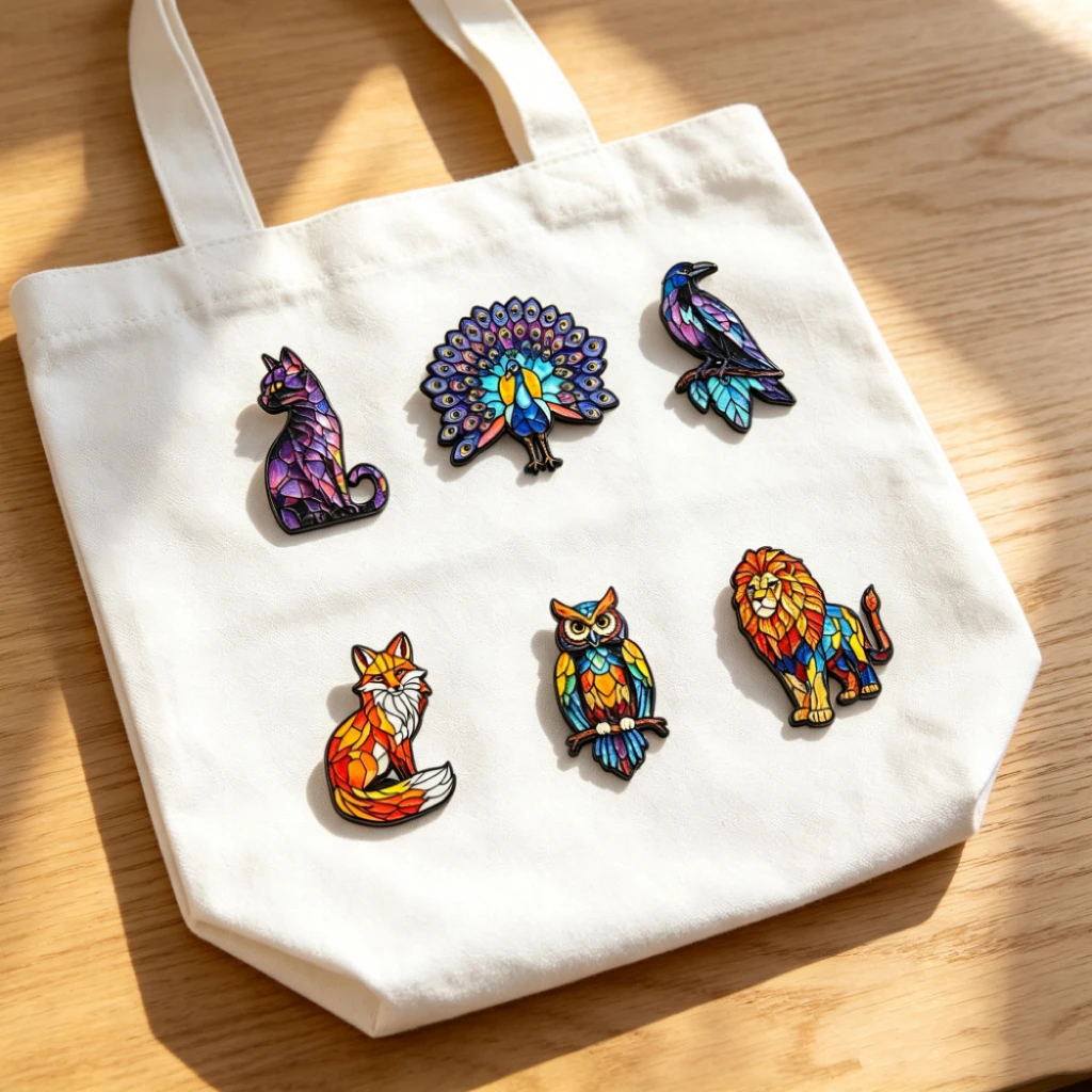 6 Pcs Retro Cartoon Fox Dragon Lapel Pins for Backpacks Men Women's Brooches on Clothes Badges Enamel Pin Jewelry Decorations To