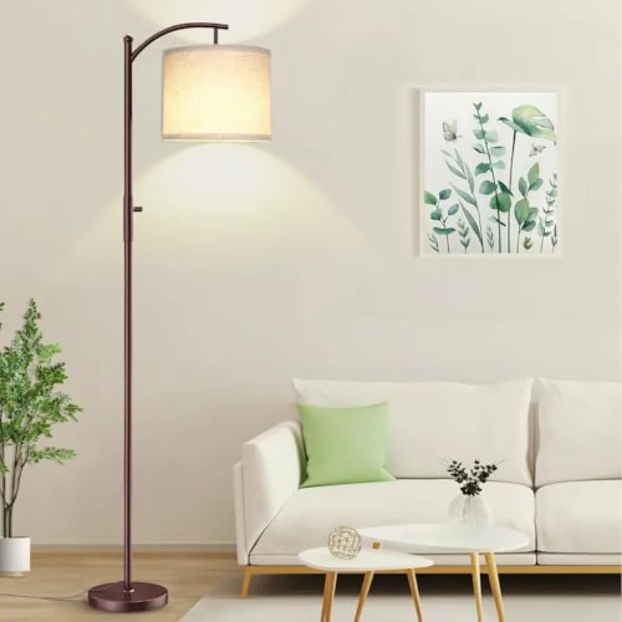 

Dimmable Floor Lamp, Arc Floor Lamps for Living Room, Stepless Dimming Modern Standing Lamp with Linen Shade, Tall Lamp for Bed