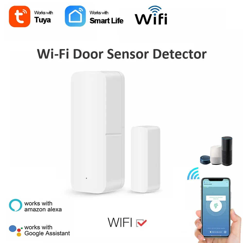 Tuya Smart Wifi Door Sensor Magnet Window/door Status Detector Smart Life App Notification Push Alarm Work With Alexa Googlehome