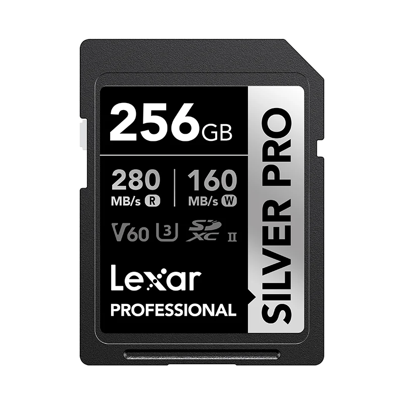 Lexar Professionele Geheugenkaart SILVER Pro V60 C10 UHS-I 4K Ultra HD Beeldkwaliteit Flashkaart voor DSLR Camera