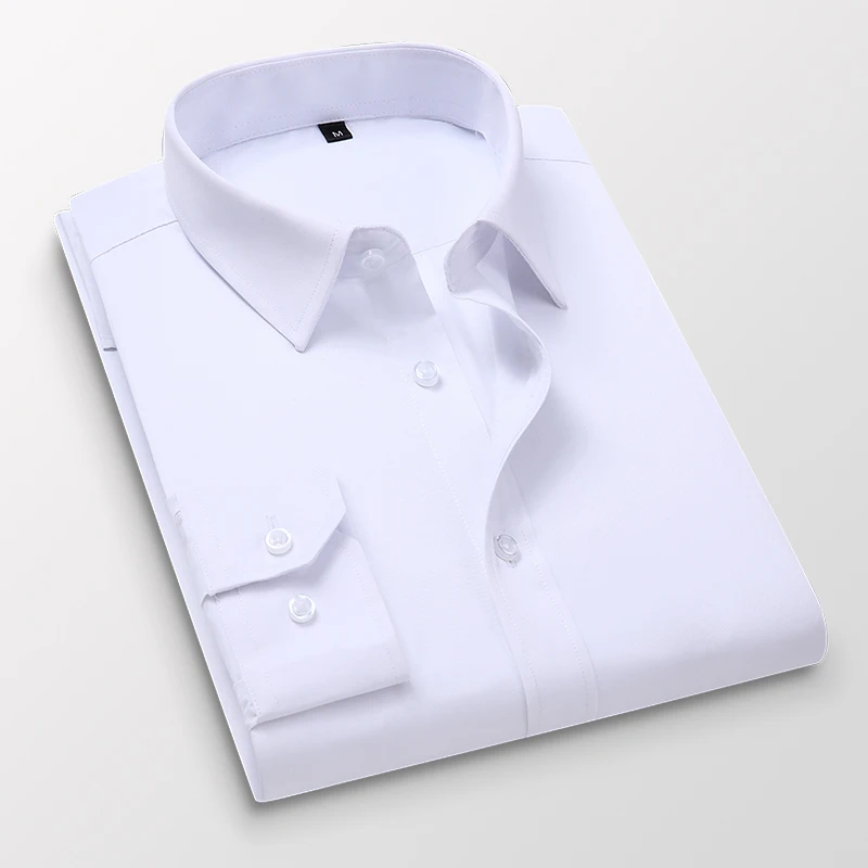 Men\'s Dress Shirts,Solid Long Sleeve Regular Fit Formal Business Casual Button Down White Shirt