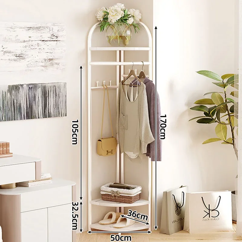 Livingroom Shoe Rack Clothes Hanger Modern Corner Minimalist Golden Metal Clothing Holder Narrow Roupeiro Home Furniture