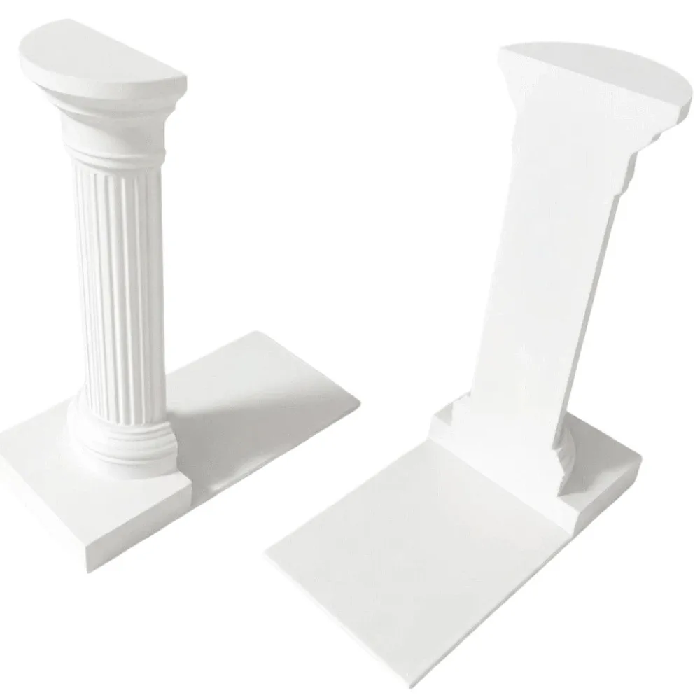 1 Pair L-Shape Roman Column Book End Stable Artistic Architecture Style Bookend Black White 3D Printing Book Holder