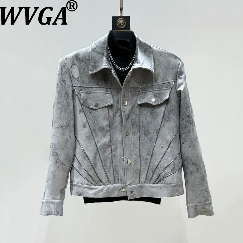 

WVGA весенне-осенняя новая мужская короткая куртка с отложным воротником, однобортное нишевое пальто в стиле панк, прямые брюки, уличная одежда W13224