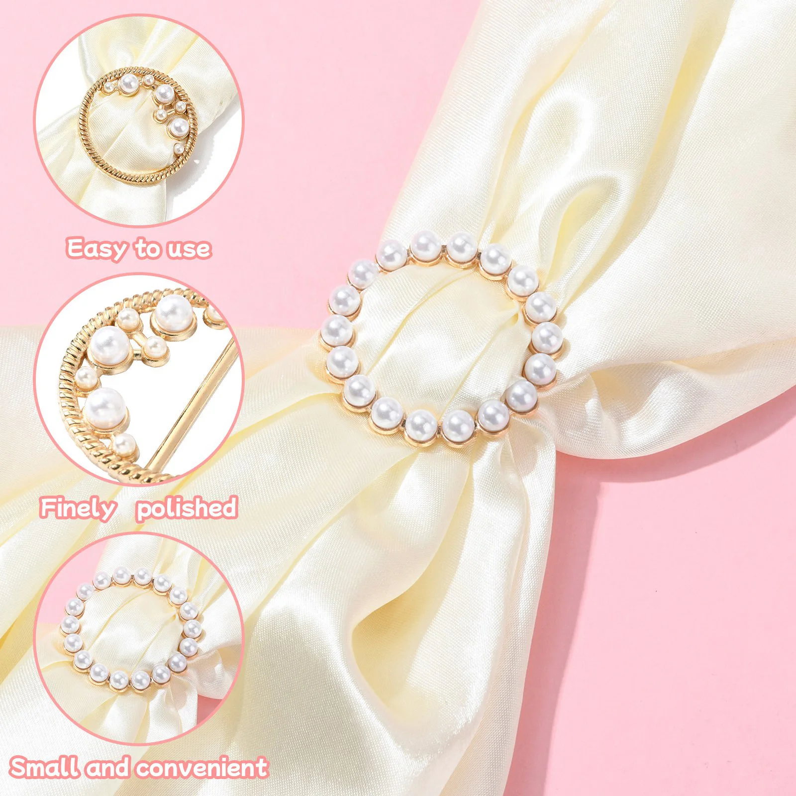 4Pcs 4 Styles Silk Scarf Buckle Ring T-Shirt Clips Fashion Round Circle Clip Buckle Shirt Silk Scarf Button