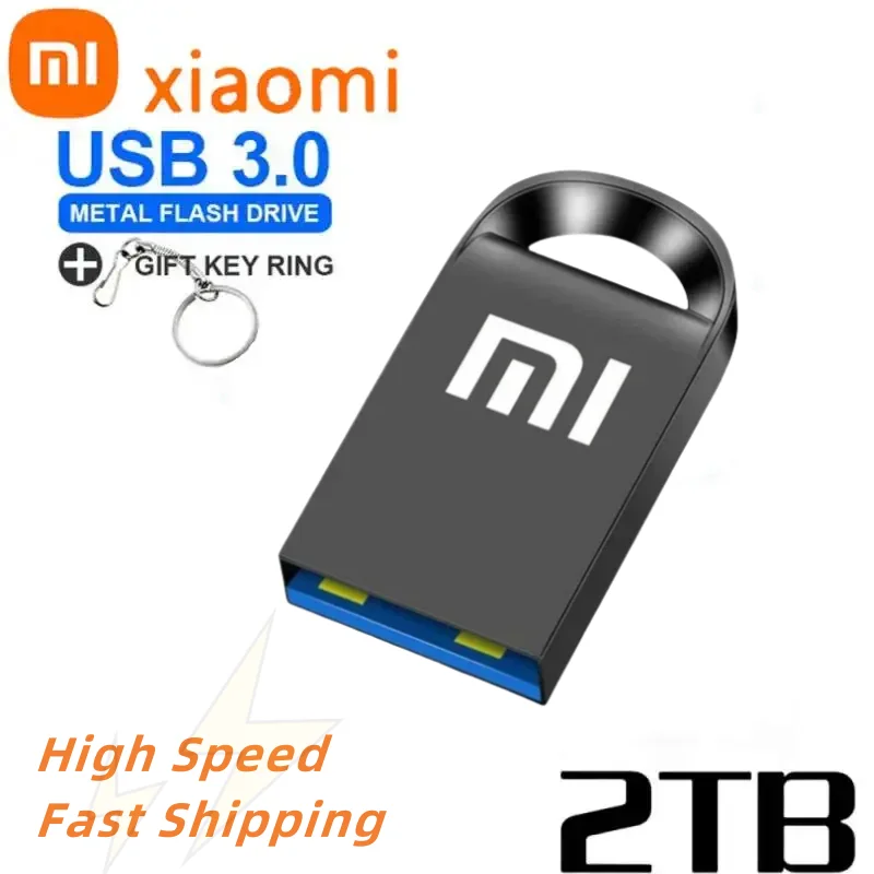 Xiaomi-Mini Pen Drive de Metal Impermeável, Transmissão de Alta Velocidade, Armazenamento de Memória Portátil, Unidade Flash, USB 3.0, 1TB, 512GB, 2TB