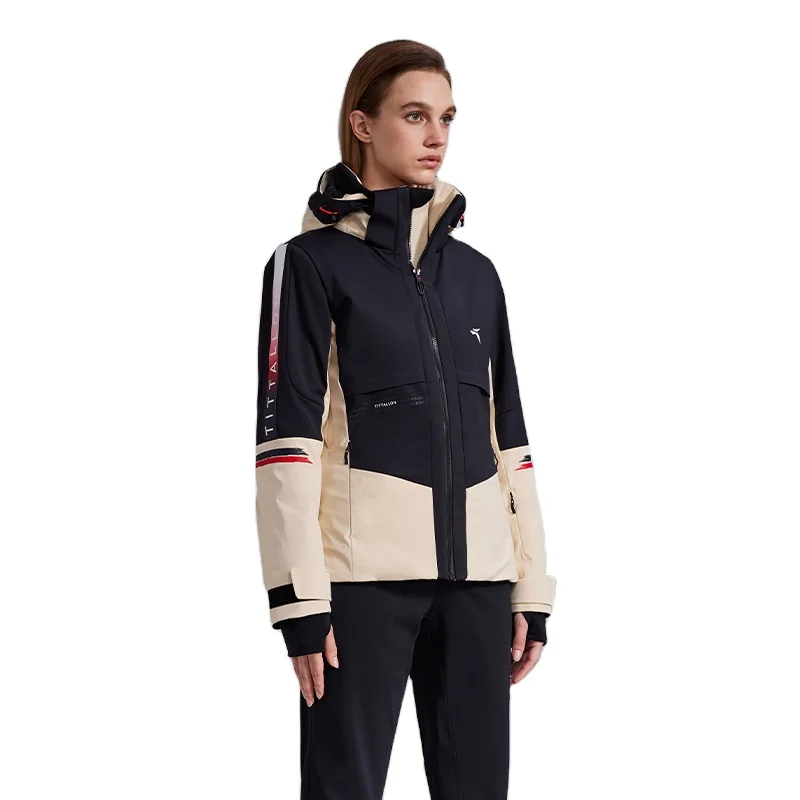 

New Women's Fashion Soft Shell Spliced Double Board Ski Coat Professional Ski Jacket