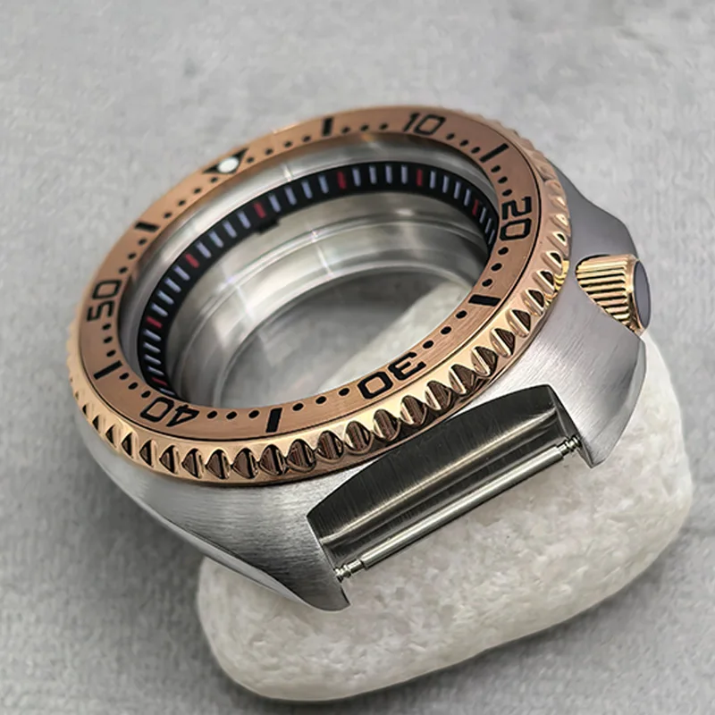 44MM 6105 6309 Turtle Abalone Case Transparent Back NH35 Case Fits 7S 4R NH35 NH36 Movement 28.5MM Dial Sapphire Glass NH35 Case