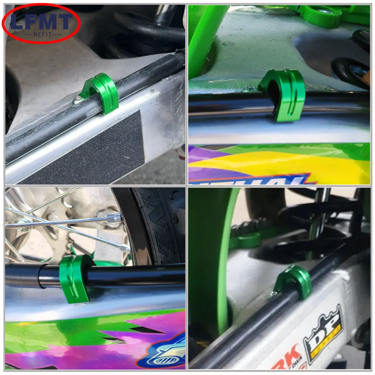 Para Kawasaki KX125 KX250 KX450 KX250F KX450F KX250X KX450X KLX450R accesorios de motocicleta CNC manguera de freno trasero abrazadera de Cable