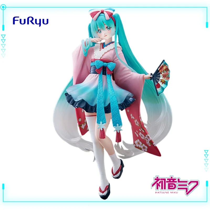 

FuRyu Original Genuine Vocaloid Hatsune Miku Tenitol Tenitol Neo Tokyo Series Kimono 22.5cm Collections Model Figures Toys Gift