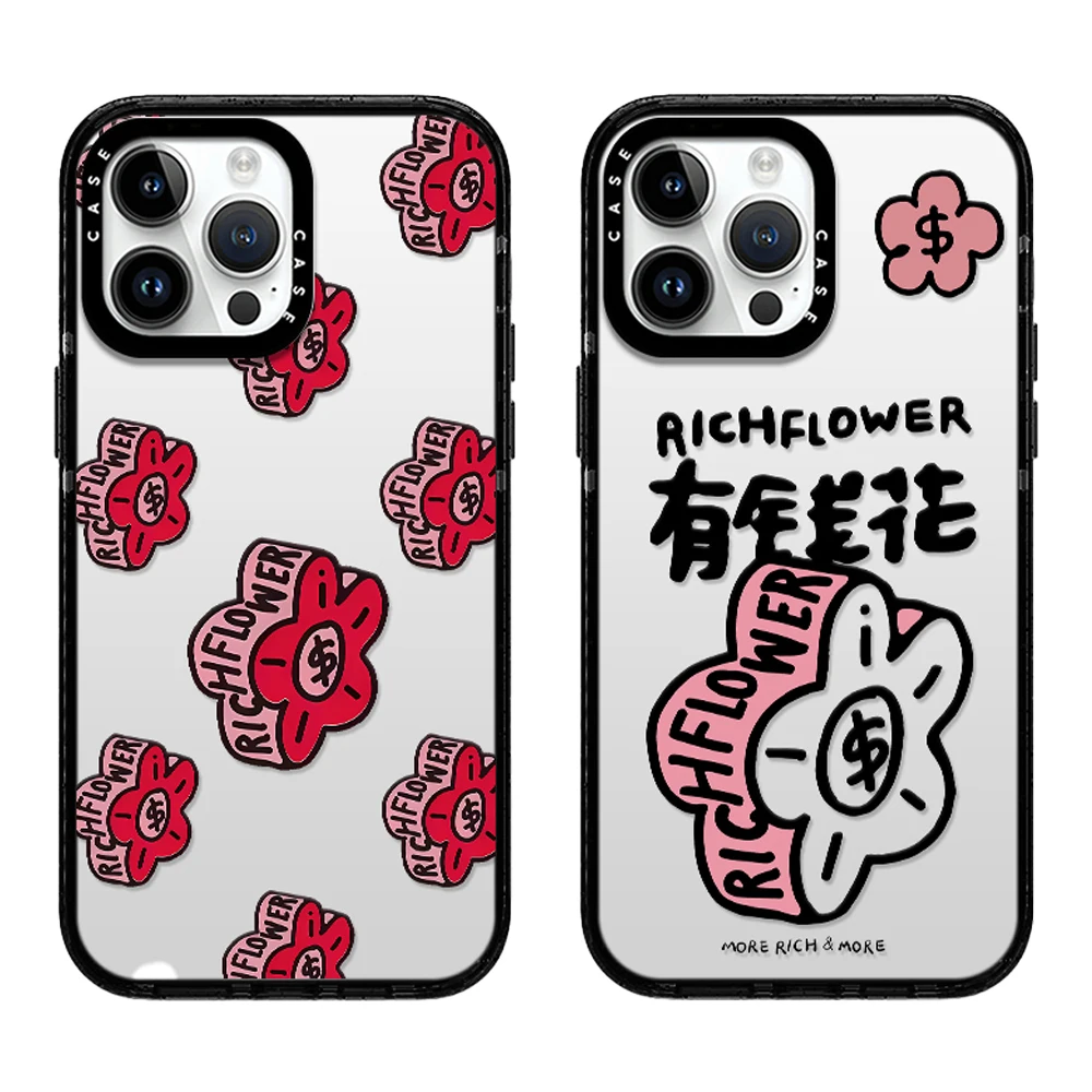 Funda de teléfono acrílica con flores ricas con MagSafe para iPhone 16 12 13 14 15 11 16 Pro Max Plus funda anticaída