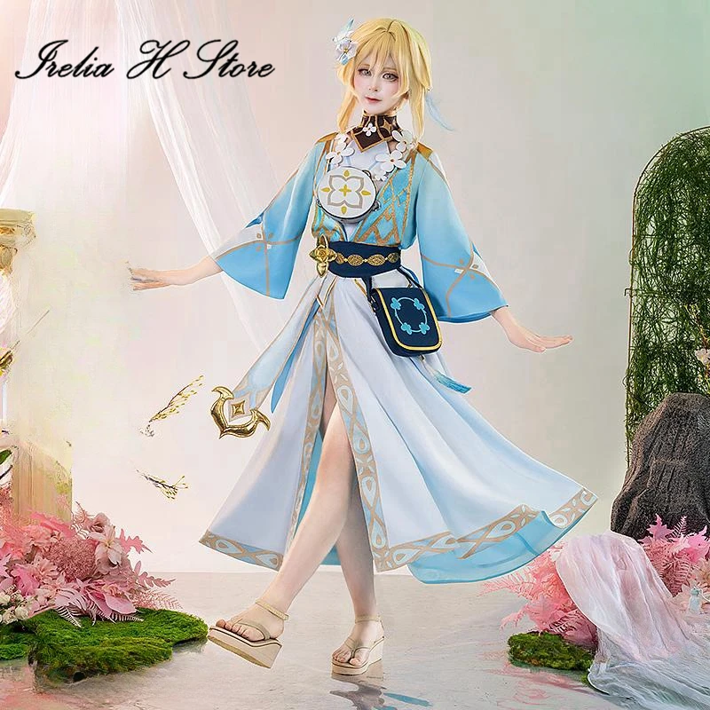 Irelia H Genshin Impact Lumine Cosplay Costumes Anime Lumine The Knight of Flowers Dress Halloween Costumes Women