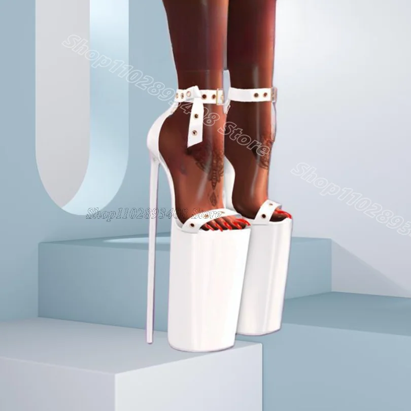 

White Platform Ankle Buckle Sandals Stiletto Heels Open Toe British Style Summer Women Fashion Shoes 2025 Zapatos Para Mujere